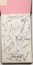 A sheet of MUFC autographs in album dated 1954: Harry Taylor, Dennis Viollet, Eddie Lewis and 11