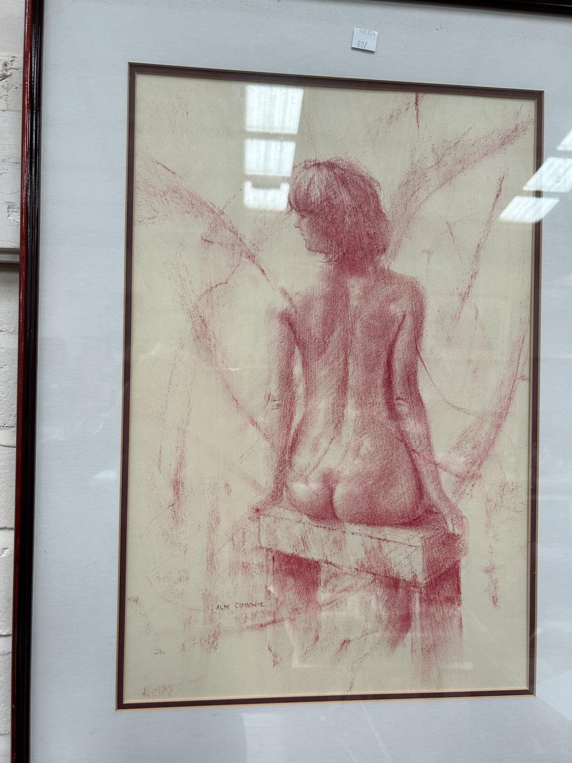Alan Cownie (Welsh 1927-2015):  3 female nude studies, monochrome pastel sketches, signed, 47 x - Image 4 of 4