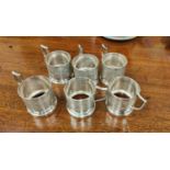 A set of six Middle Eastern white metal outer cup holders, (tests silver) 9oz