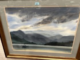 Jim Ridout:  Rain Storm at Sharrow Bay, Ullswater, watercolour, signed, 54 x 74cm, framed and glazed