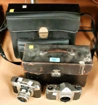 A vintage 'CineKodak' camera and other cameras including a Eumig 860 cine camera