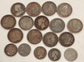 GB pre 1920 silver shillings and sixpences, some better grades, GIII - GV ....oz