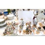 Two Nao figures and a large selection of 19th century and later miniature china; etc.