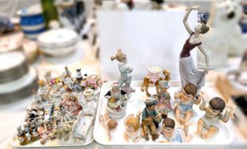 Two Nao figures and a large selection of 19th century and later miniature china; etc.