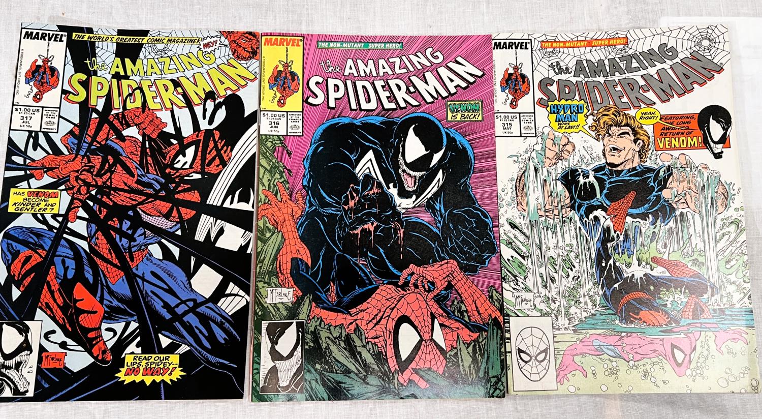 MARVEL COMICS: The Amazing Spiderman issues 315, 316, 317 (return of Eddie Brock & Venom)