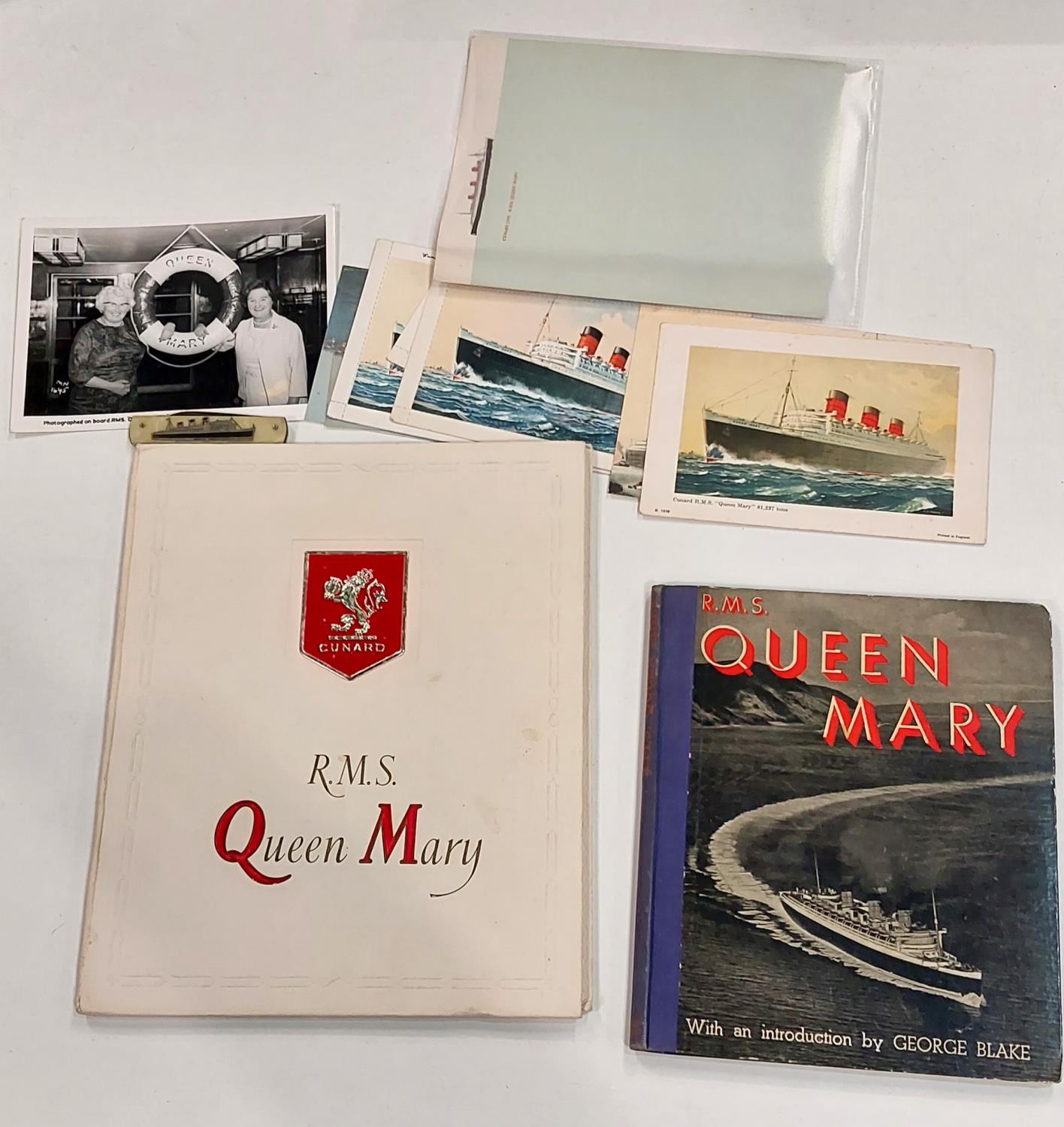 RMS Queen Mary: My Voyage with menu card, 1964, another book and ephemera