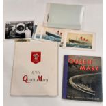 RMS Queen Mary: My Voyage with menu card, 1964, another book and ephemera