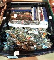 A large selection of silver plated souvenir teaspoons