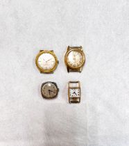 4 gents wristwatches including Rotary, Buler, Dreffa etc, no straps, (Dreffa glass a.f)
