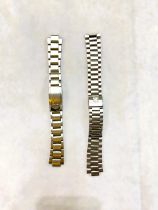 A pair of original Omega watch bracelets, reference 1416 and 1168 (1168 formerly gold plated).