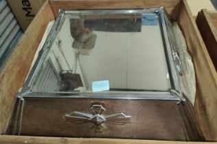 A vintage square mirrored wedding cake stand in box