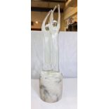 A mid 20th century large MURANO glass sculpture of a couple standing with upstretched arms, clear