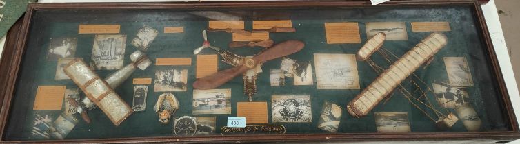 A glass cased display of early aviation interest