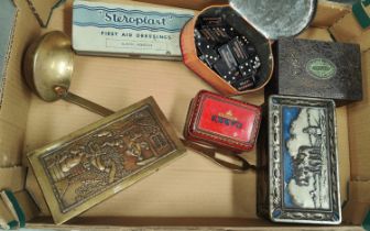 A tin with Will's advertising dominoes and other tins