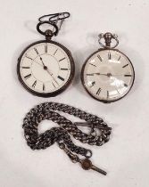 A Georgian silver cased fusee movement pocket watch, signed Henry. Hughes, another and a silver