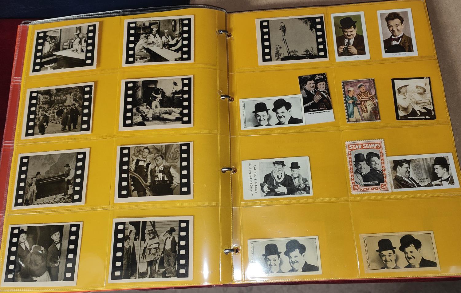 An album of Laurel & Hardy cigarette/postcards/stamps; etc., various makers; Ceregumil portrait - Image 4 of 10