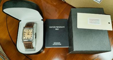 A Gents Emporia Armani gents dress wristwatch in original box