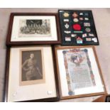 A Special Constable certificate, WWI period, framed, an early Poppy and other flags, framed, 2