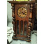 A collection of clocks and clock parts including granddaughter clock movement, hood and case