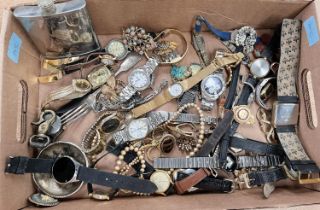 A selection of watches and costume jewellery.