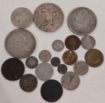 A selection of mixed coins, including some with silver content