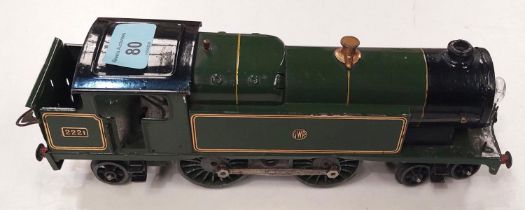 A Hornby 20 volt loco, 4-4-2, 0 gauge, in GWR green livery