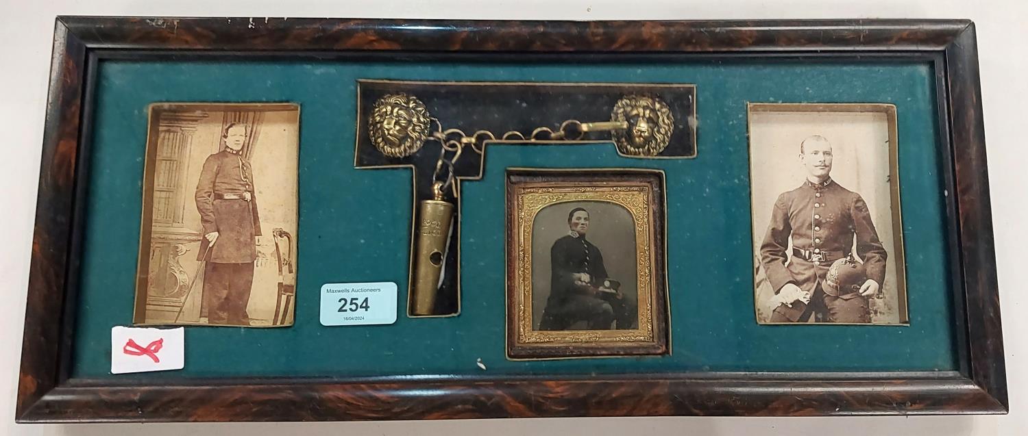 POLICE INTEREST: an ambrotype and two other photographs of police constables, framed with an early