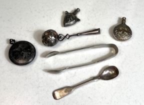 A vintage novelty baby's whistle and rattle; a modern dragon pocket watch etc.