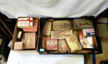 Advertising: A collection of vintage advertising tins and vintage card boxes, Osram, Tobacco, Robin,