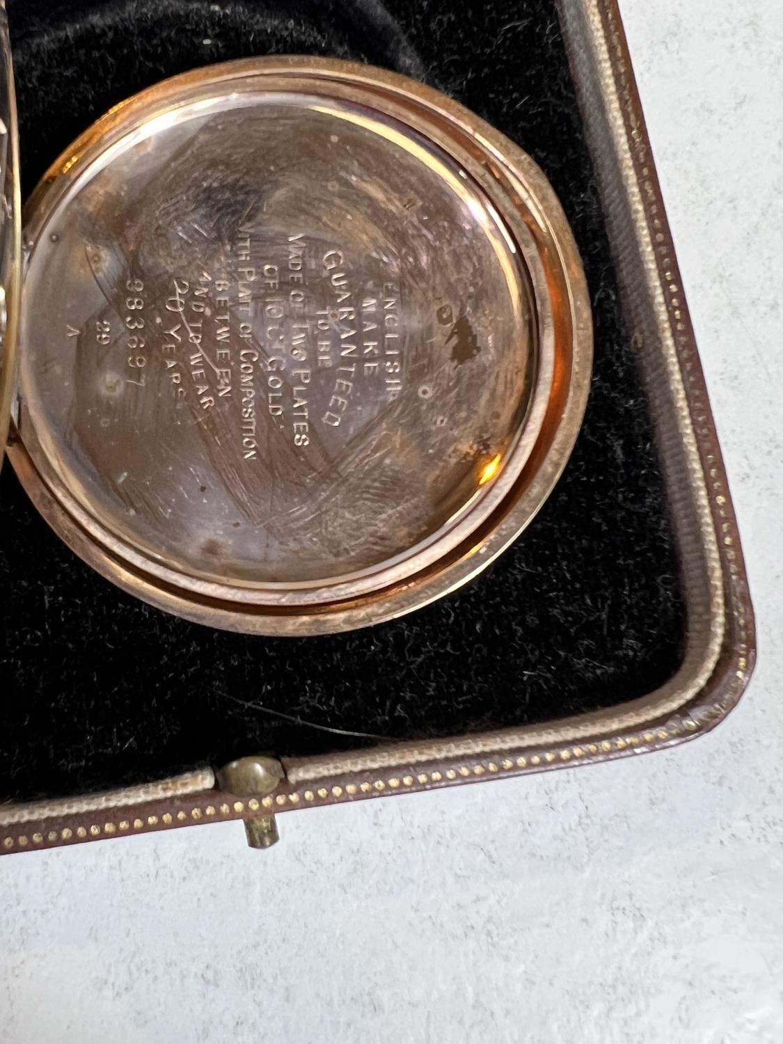 An early 20th century gents monogrammed gold plated keyless pocket watch by Waltham (no glass, - Image 5 of 5