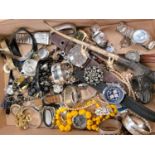 A selection of watches and costume jewellery.