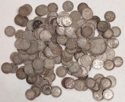 A selection of GB pre 1947/1920 silver coins, mainly 3ds, 7.9oz