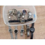 A large selection of mainly gents stainless steel wrist watches.