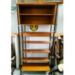 A Ladderax single wall unit with 9 teak shelves