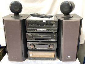 Technics CD Stereo System SC-CA1080 with Tuner, Amp, CD Player and Cassette Deck and 2 pairs of