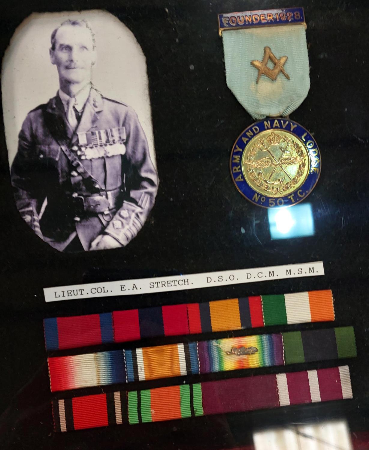 Lieut. Col. E. A. Stretch, an Army and Navy Lodge Masonic medal and a display of medal ribbons, - Image 3 of 3