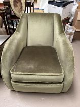 An Art Deco Arm chair in green and another chair
