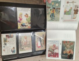 Two albums of 20th century postcards:  humour; cartoons; etc., 400 approx.