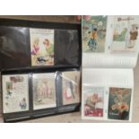 Two albums of 20th century postcards:  humour; cartoons; etc., 400 approx.