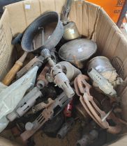 A large quantity of old brass blow lamps etc