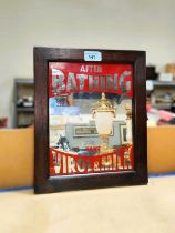 A vintage advertising mirror, 'After Bathing Take Virol & Milk', wooden frame, 24 x 19cm