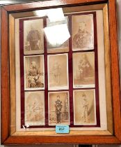 9 Carte de Visite photographs of men in uniform, 19th century, framed