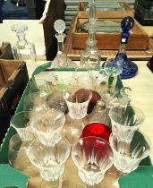 Four decanters and other drinking glasses