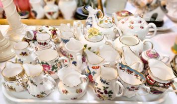 A selection of decorative and miniature china and glass:  Old Country Roses; Coalport; etc.