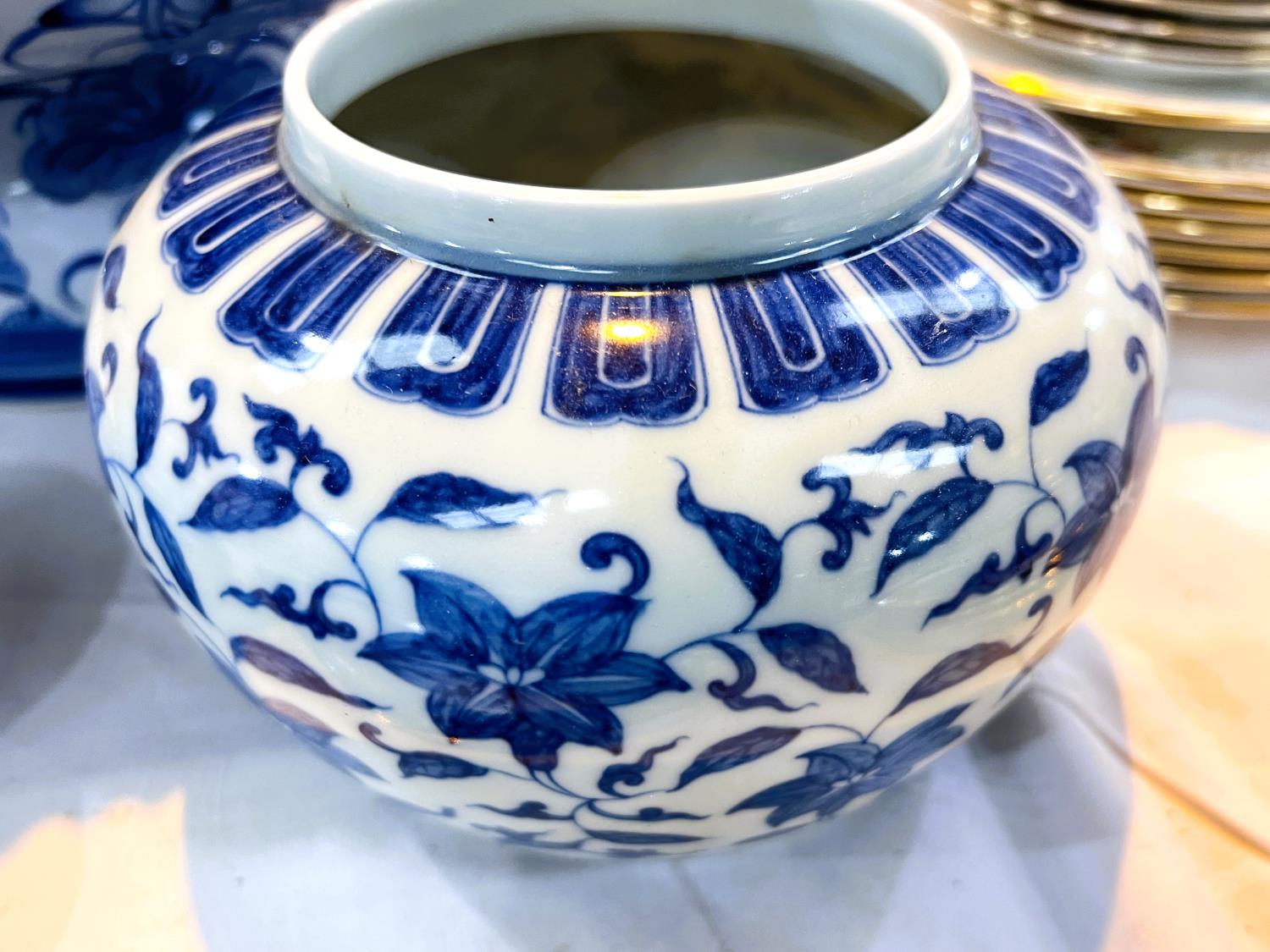 A Noritake dressing table tray decorated with a landscape scene; a modern oriental large dish on - Image 4 of 5