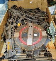 A collection of "0" gauge railway track including a turntable.