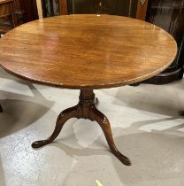 A Georgian mahogany occasional table with circular snap top, on turned column and triple splay feet,