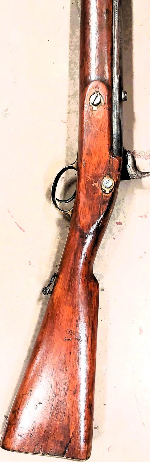 A two band rifle with percussion cap, lock plate stamped Enfield, length 113cm. - Image 2 of 4