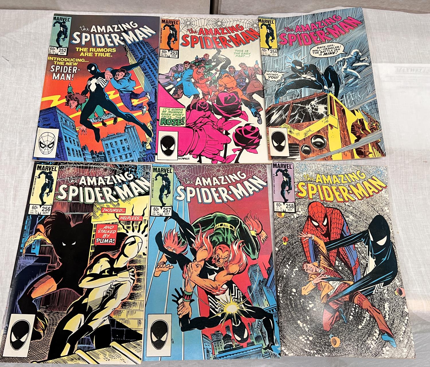 MARVEL COMICS: The Amazing Spiderman issues 252, 253, 254, 256, 257, 258