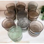 A large quantity of heavy green and smoky Venetian glass dessert bowls by Pauly & C